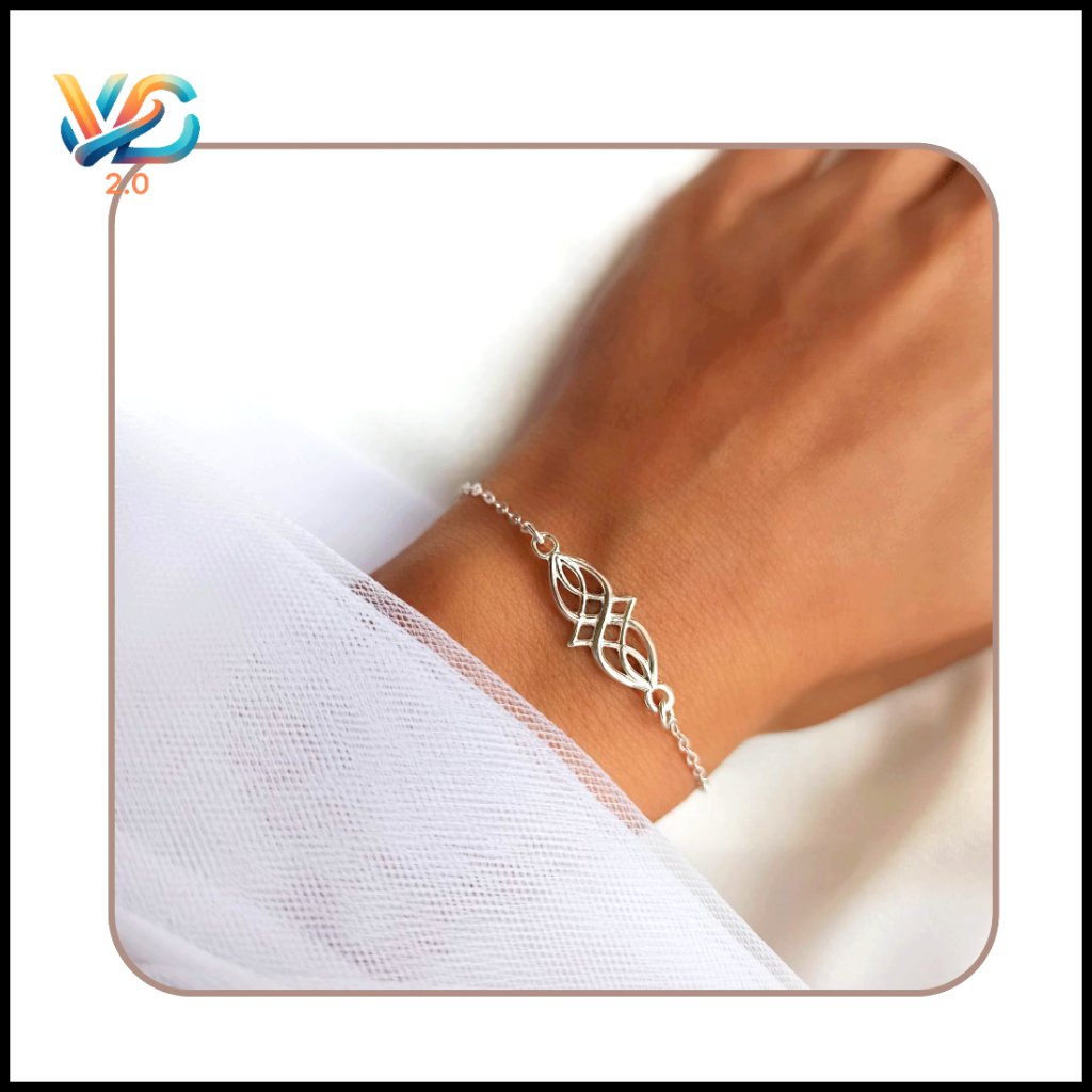 Sterling Silver Celtic Knot Charm Bracelet Adjustable 6.5-7.5 Inches